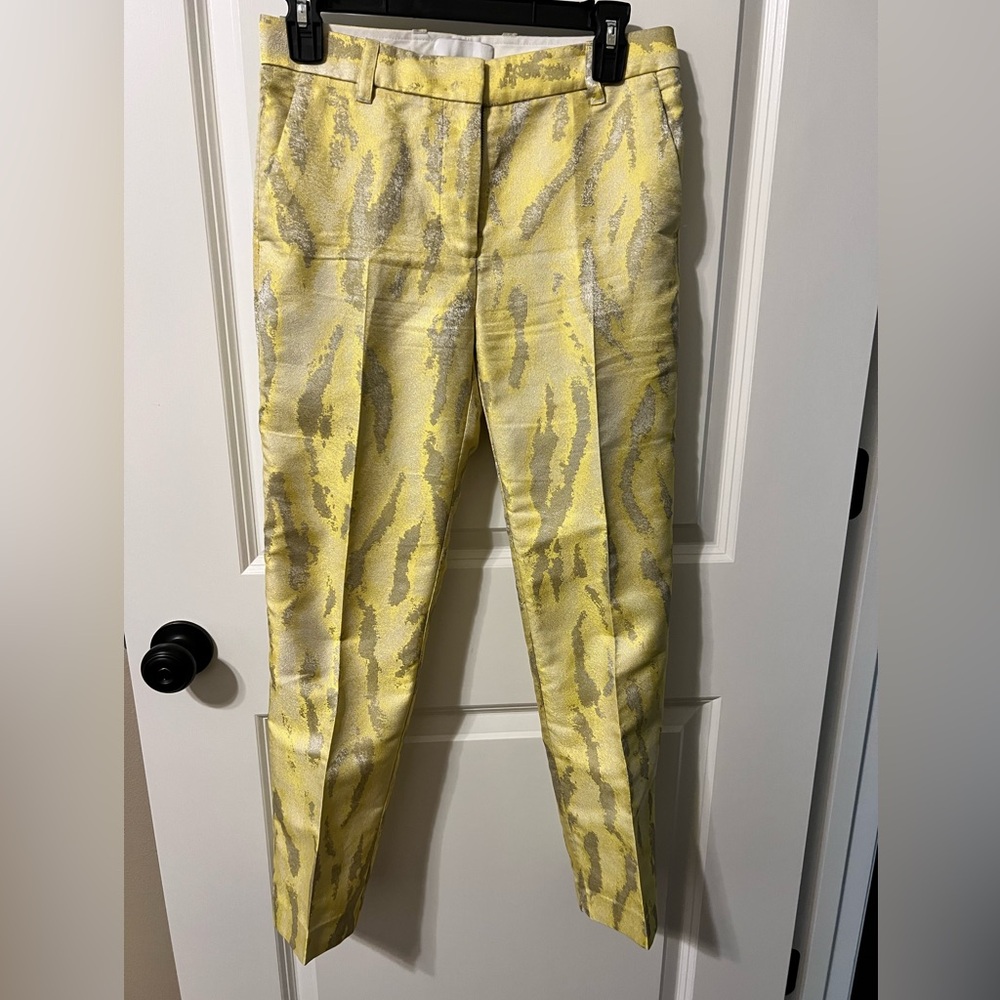 3.1 Phillip Lim Yellow and Silver Textured Pants VGUC size 0